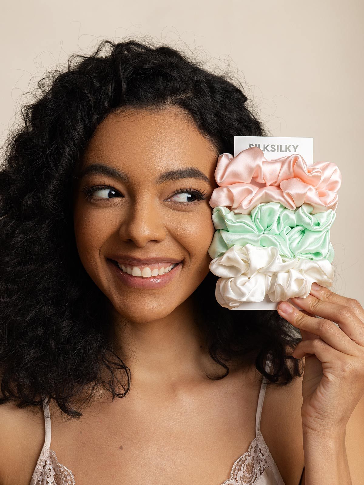 6Pcs Bundle Pure Silk Large Hair Scrunchies - 3.5cm