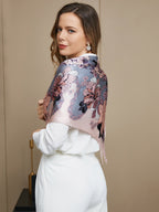 100% Mulberry Silk Floral Pattern Square Scarf / Shawl 86x86cm