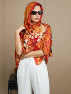 100% Mulberry Silk Printed Rectangle Scarf / Shawl 175x105cm