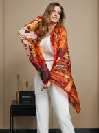 100% Mulberry Silk Printed Rectangle Scarf / Shawl 175x105cm
