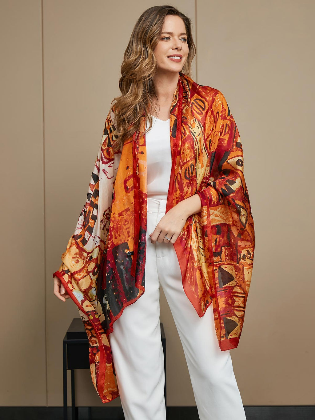 100% Mulberry Silk Printed Rectangle Scarf / Shawl 175x105cm