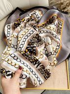 Chain Pattern 100% Mulberry Silk Square Scarf 88x88cm