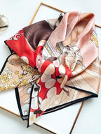 Elegant Florals 100% Mulberry Silk Square Scarf 88x88cm