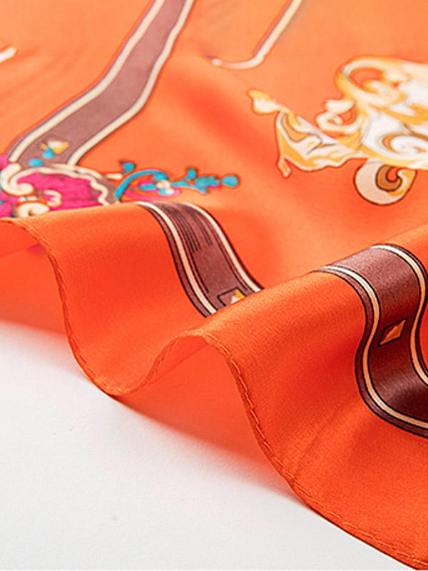 Orange Harmony Silk Square Scarf 110
