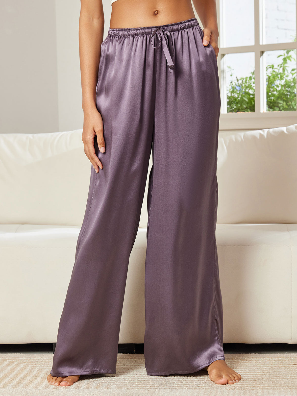 100% Mulberry Silk Wide Leg Women's Pants