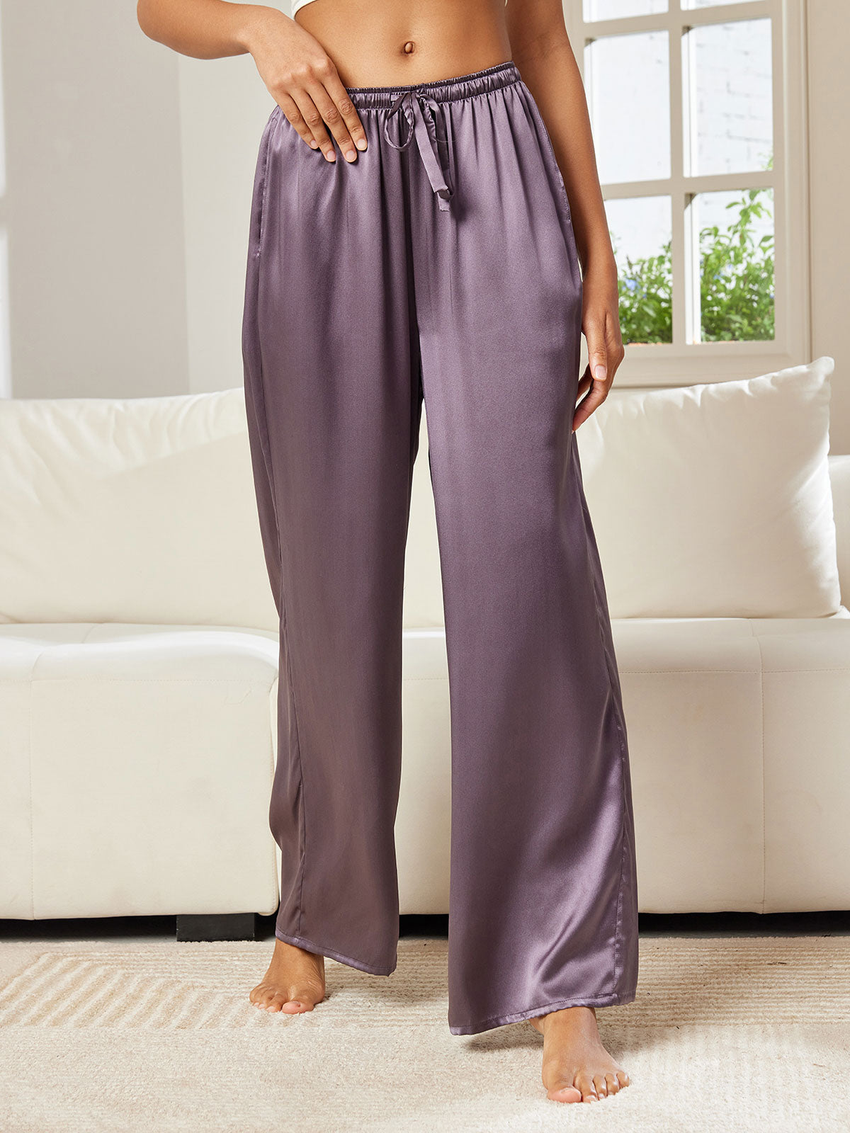 100% Mulberry Silk Wide Leg Women's Pants