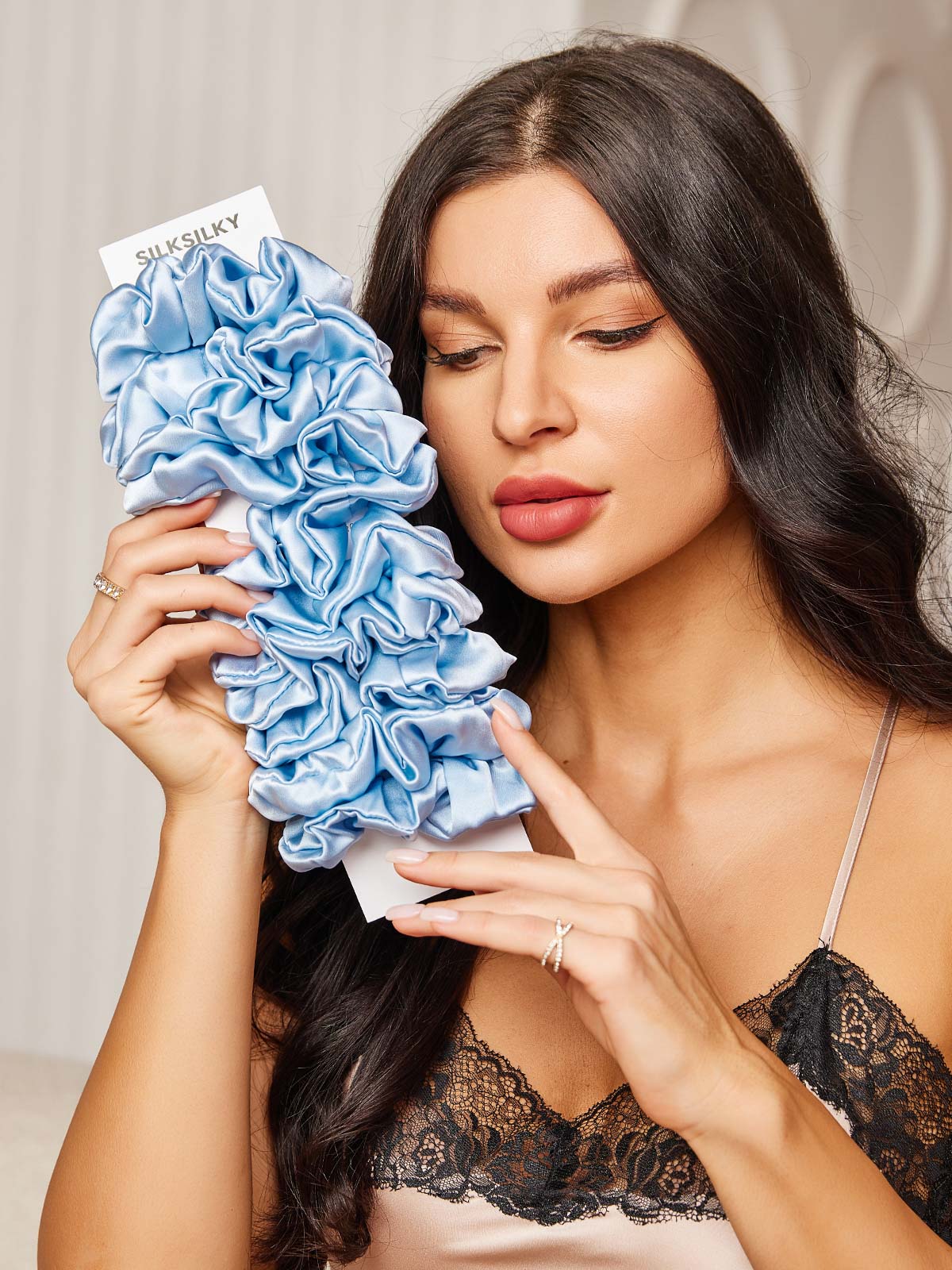 10Pcs Bundle Pure Silk Large Hair Scrunchies - 3.5cm