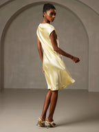100% Mulberry Silk Cap Sleeve V Neck Knee Dress