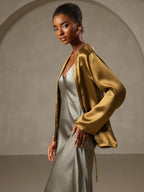 100% Mulberry Silk Spaghetti Strap V-neck Midi Nightgown
