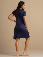 Silk Jersey Short Sleeve Round Neck Short Nightgown