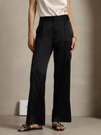 19Momme Silk Straight Leg Women's Pants With Side Pockets Design