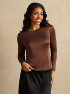 Women's Pure Silk Long Sleeve Round Neck Top