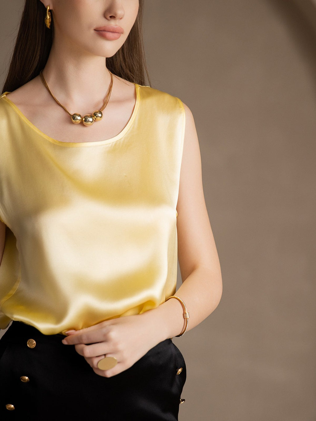 19Momme Silk Sleeveless Round Neck Women's Tank Top