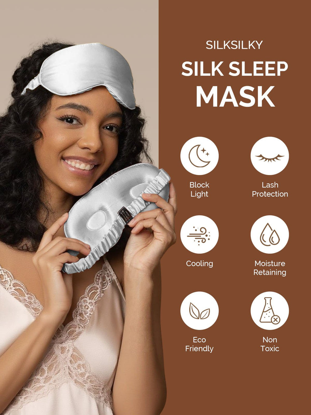 22Momme Pure Silk 3D Contoured Adjustable Eye Mask