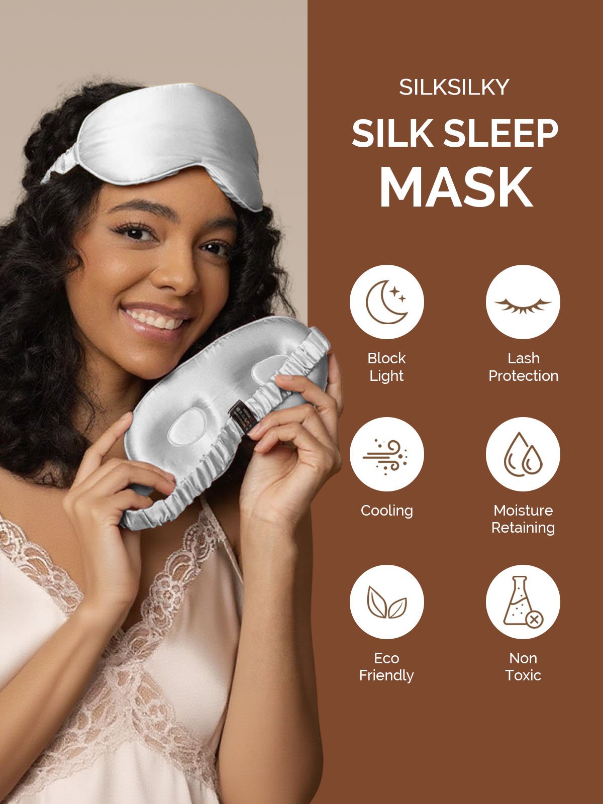 22Momme Pure Silk 3D Contoured Adjustable Eye Mask