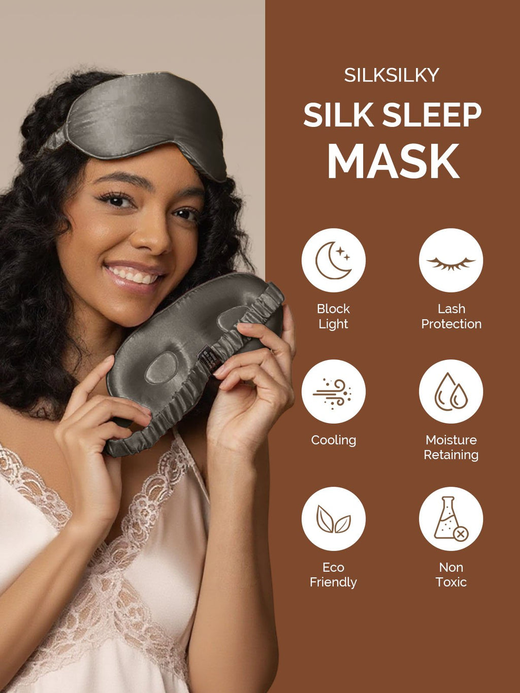 22Momme Pure Silk 3D Contoured Adjustable Eye Mask