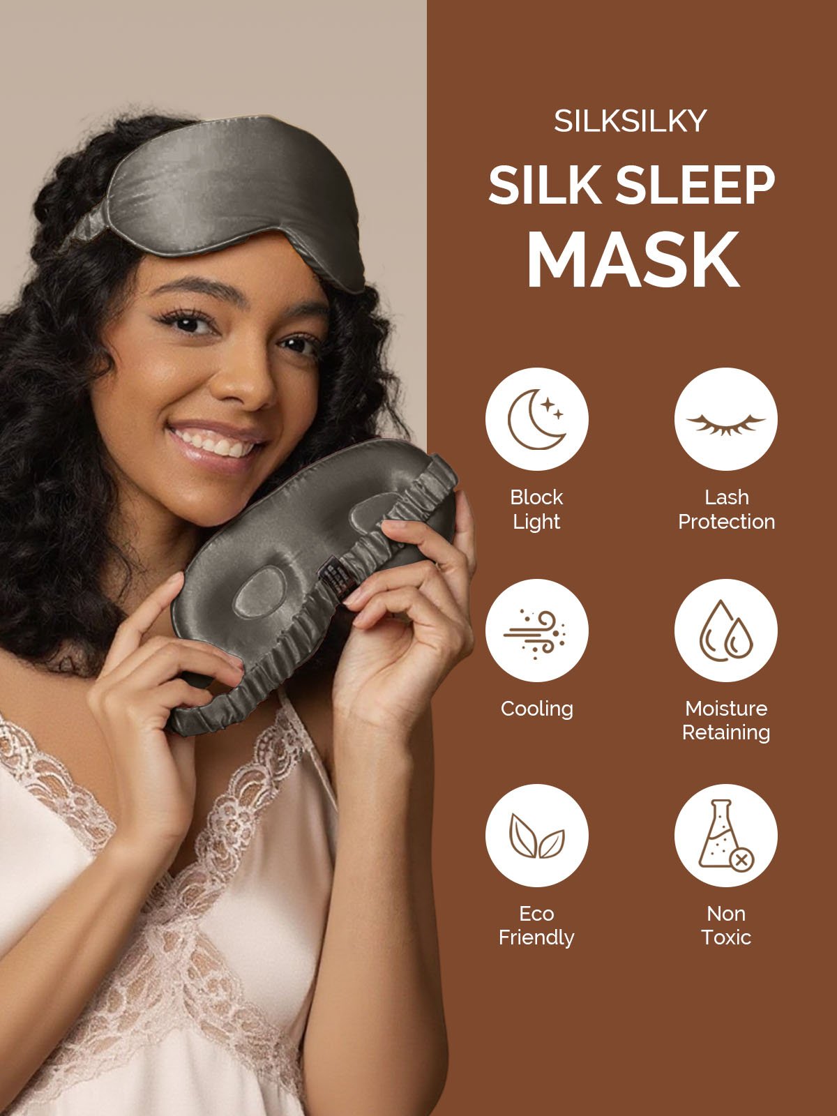 22Momme Pure Silk 3D Contoured Adjustable Eye Mask