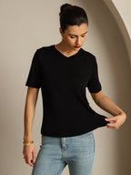 Pure Silk V-Neck Women's T-Shirt