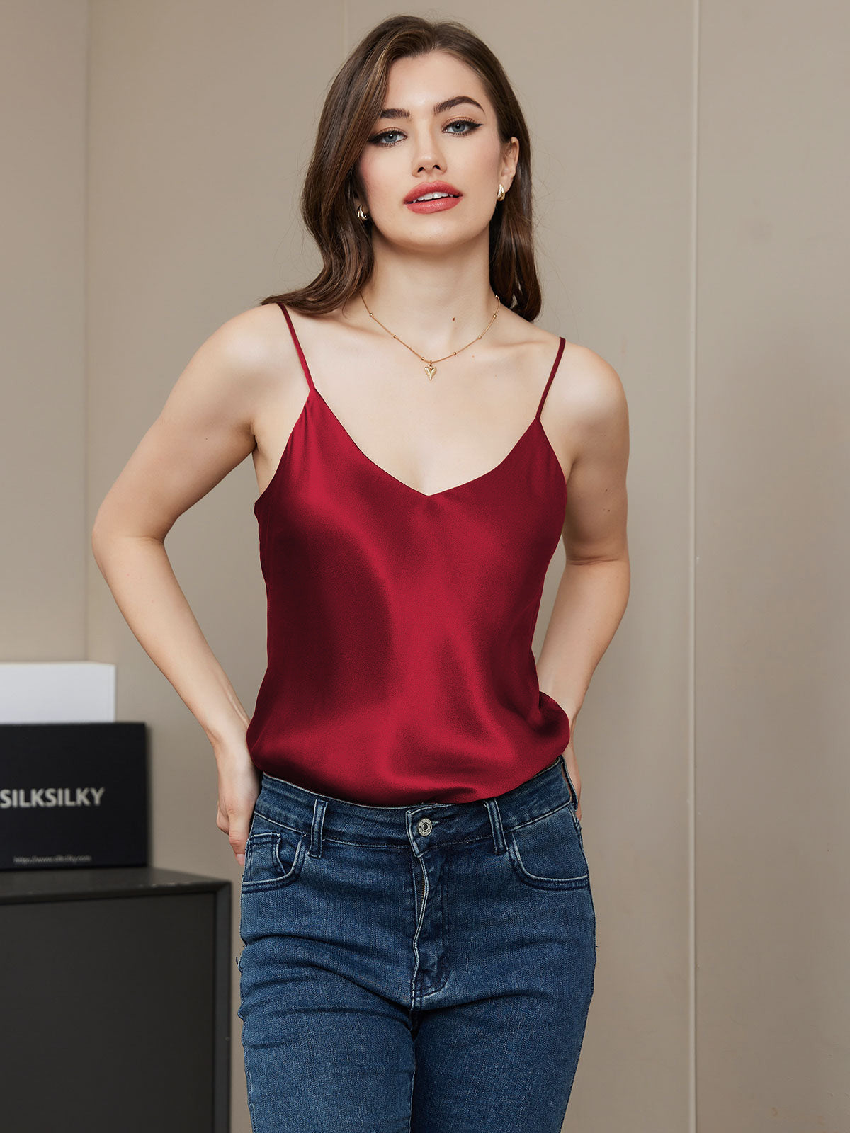 100% Mulberry Silk V Neck Camisole Top