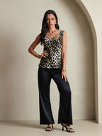 19Momme Women's Silk Leopard Print Sleeveless U Neck Tank Top
