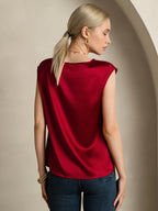 19Momme Silk Cap Sleeve Round Neck Women's Top