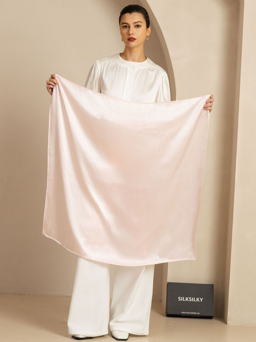 100% Mulberry Silk Classic  Elegant Square Scarf - Size 90x90cm