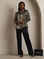 19Momme Silk Long Sleeve Lapel Collar Women's Shirt with Button Up Design