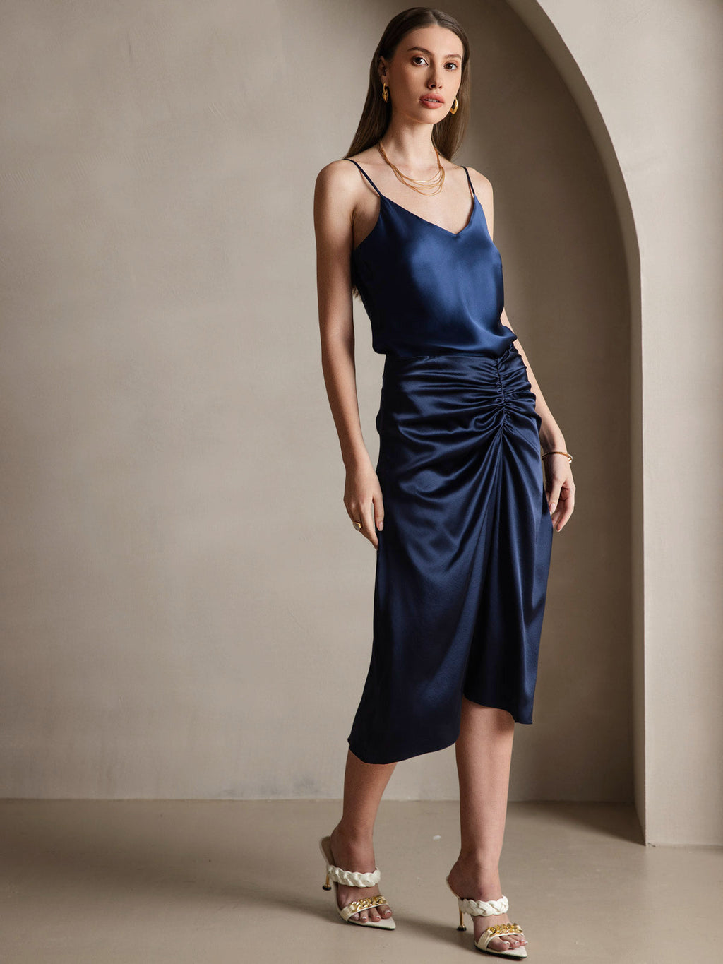 100% Mulberry Silk Spaghetti Strap V Neck Camisole Top