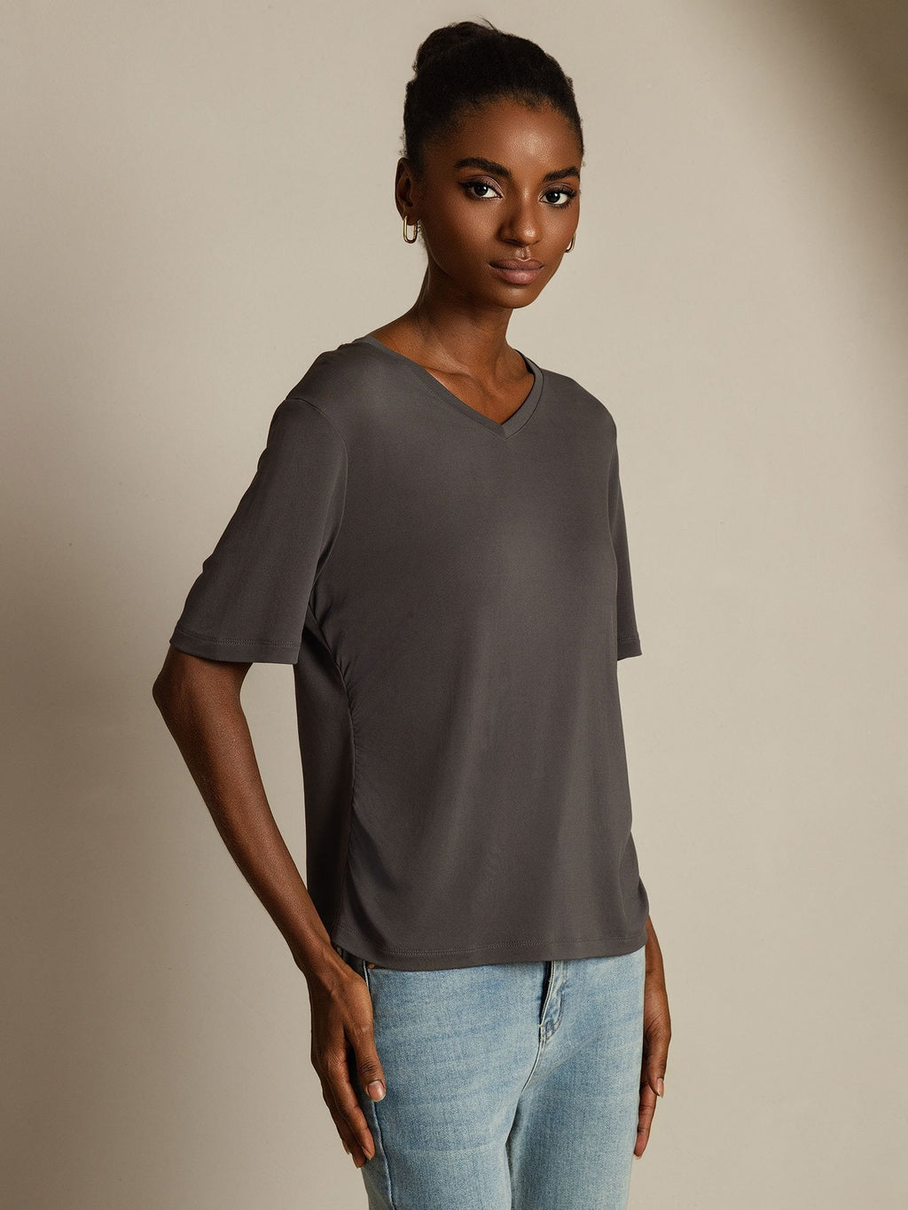 Pure Silk V-Neck Women's T-Shirt