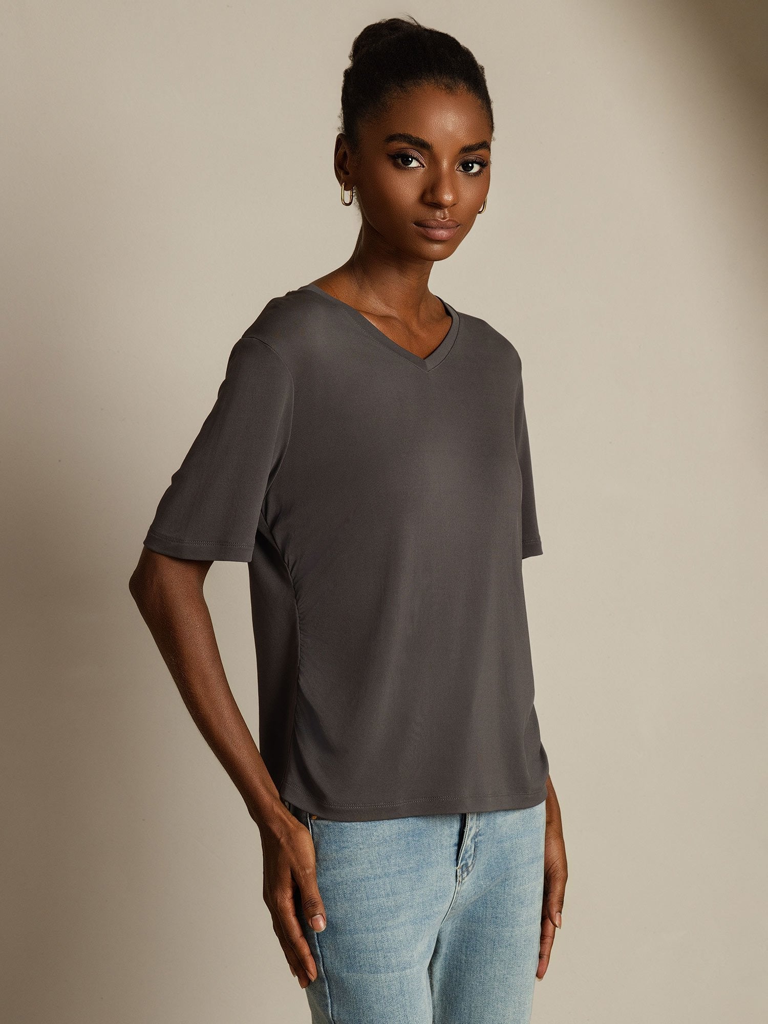 Pure Silk V-Neck Women's T-Shirt