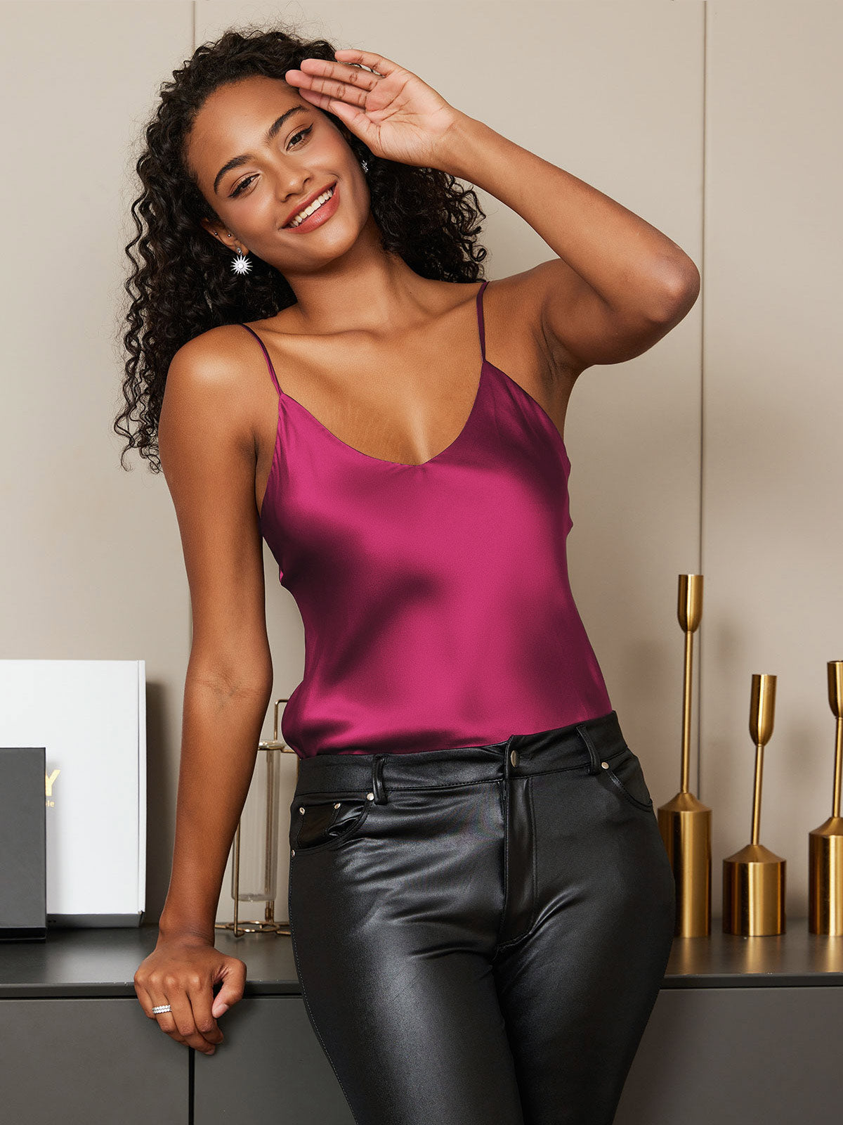 100% Mulberry Silk Spaghetti Strap Basic Camisole Top