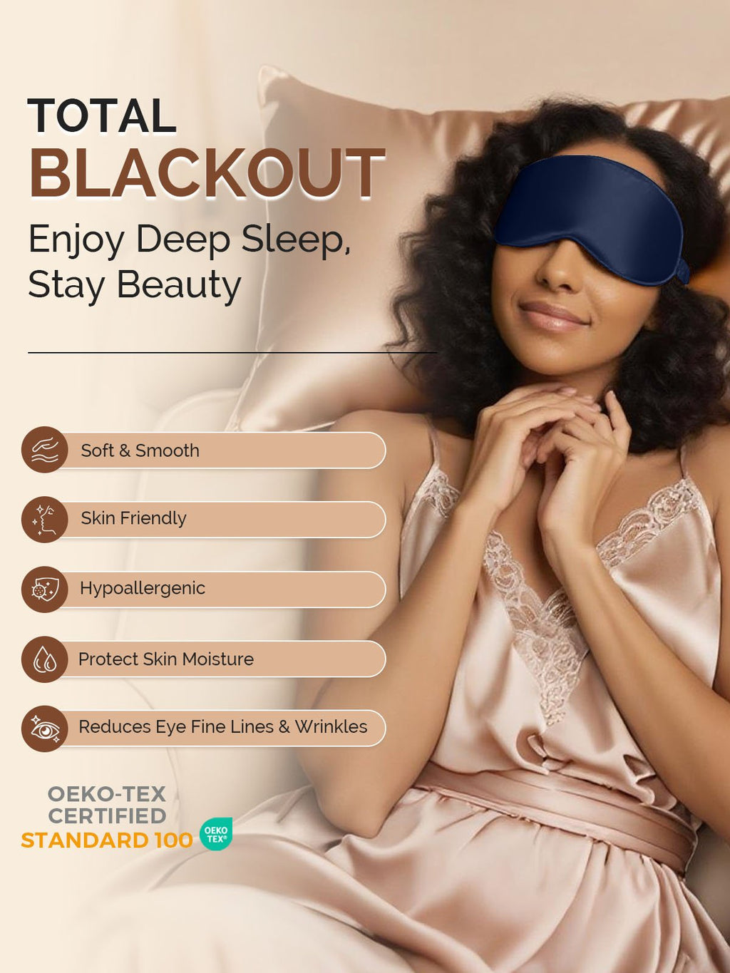 22Momme Pure Silk 3D Contoured Adjustable Eye Mask