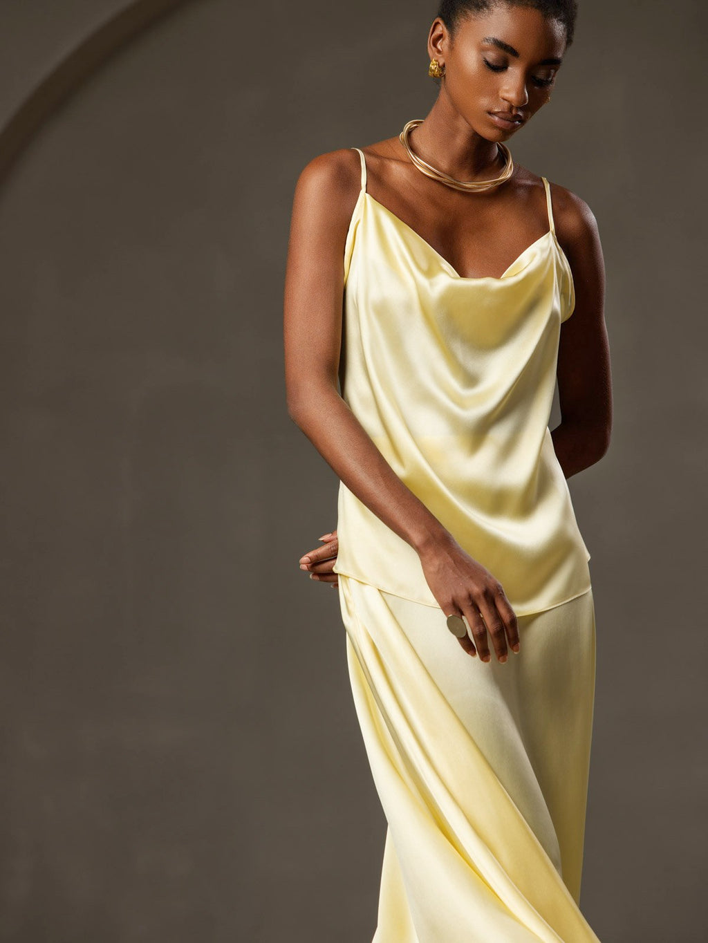 19Momme Silk Cowl Neck Camisole Top