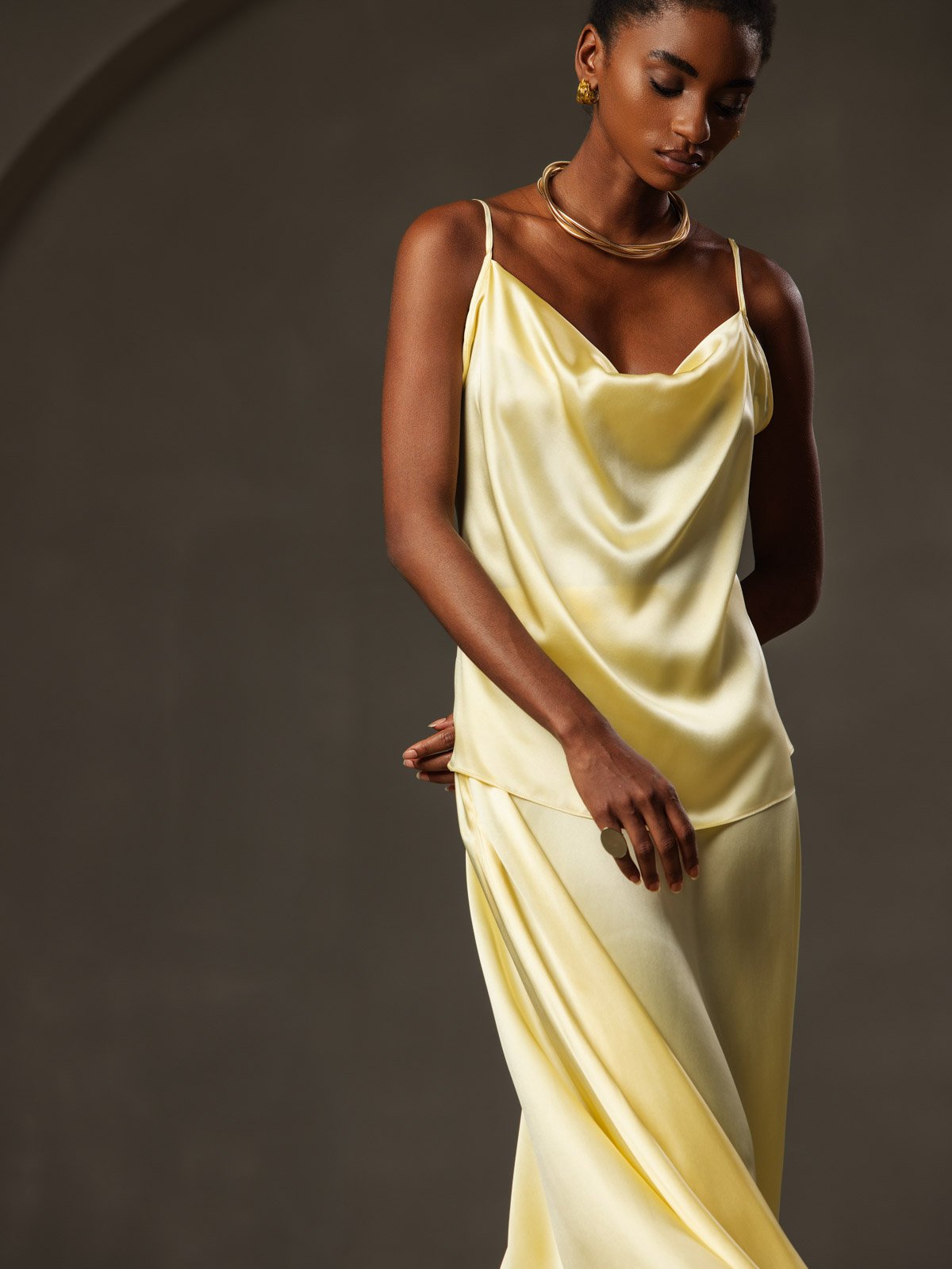 19Momme Silk Cowl Neck Camisole Top