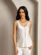 19Momme Silk Sleeveless V Neck Women's Tank Top with V Back Design