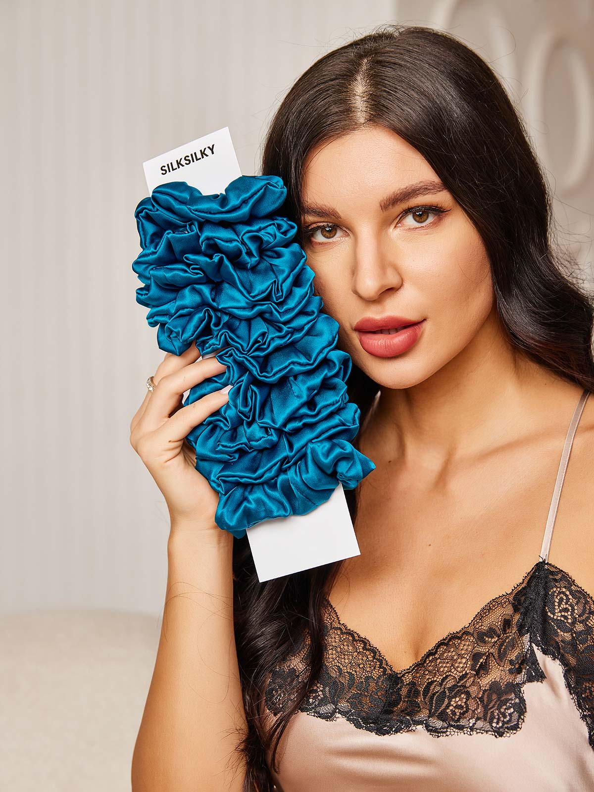 10Pcs Bundle Pure Silk Classic Hair Scrunchies - 2cm