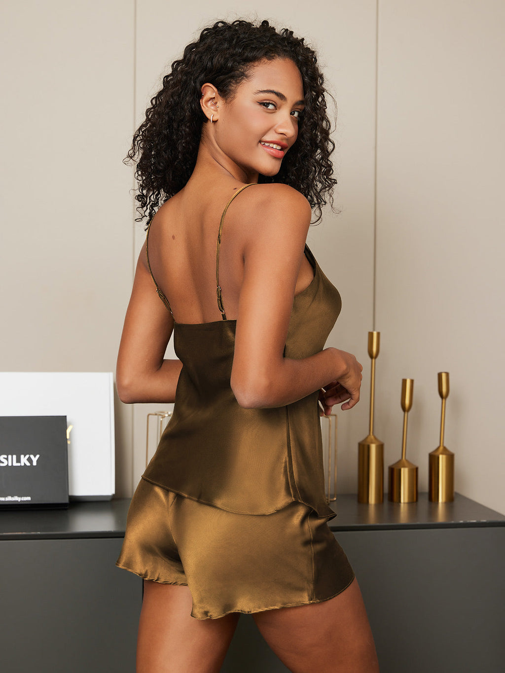 100% Mulberry Silk V-Neck Cami Pajama Set