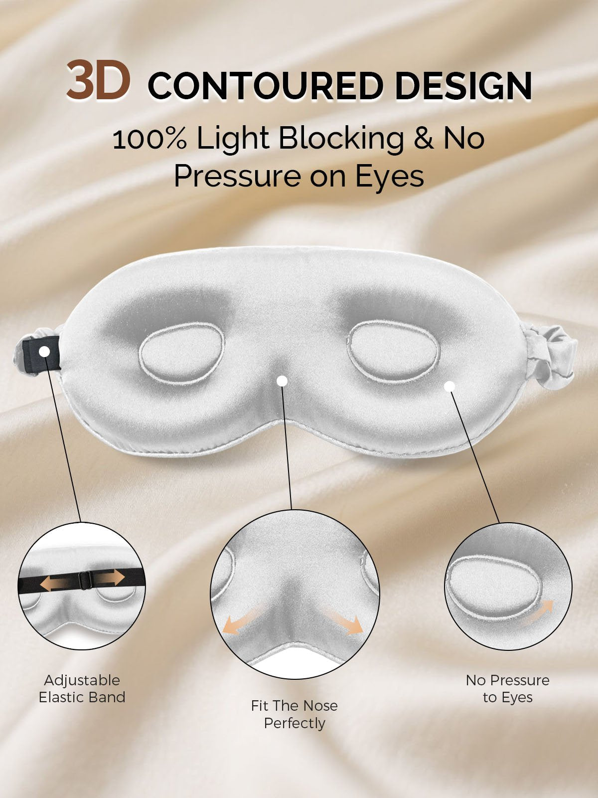22Momme Pure Silk 3D Contoured Adjustable Eye Mask