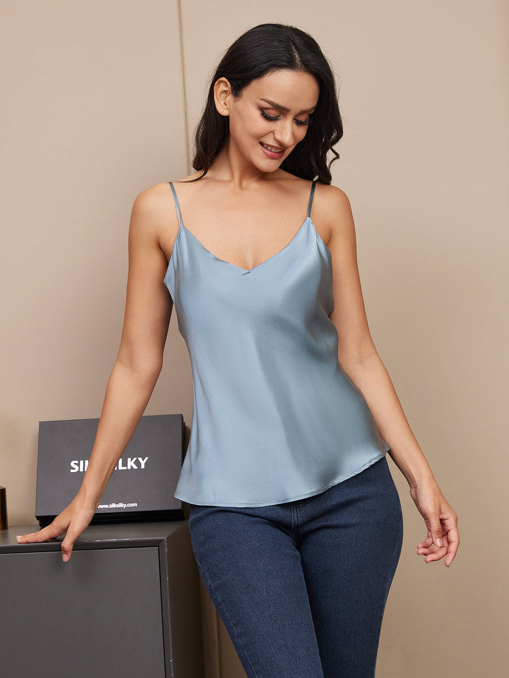 100% Mulberry Silk Spaghetti Strap Basic Camisole Top