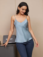 100% Mulberry Silk Spaghetti Strap Basic Camisole Top