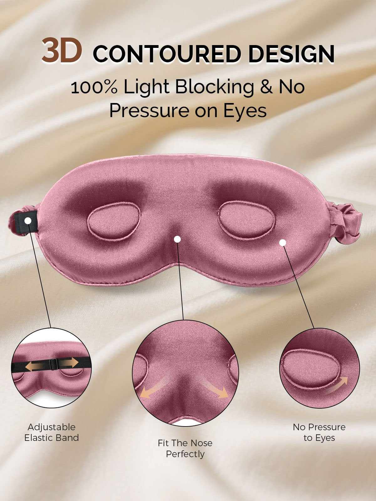 22Momme Pure Silk 3D Contoured Adjustable Eye Mask
