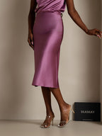 100% Mulberry Silk Stretch Long Straight Skirt