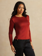 Women's Pure Silk Long Sleeve Round Neck Top