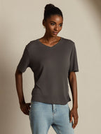 Pure Silk V-Neck Women's T-Shirt