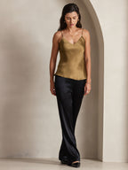 100% Mulberry Silk Spaghetti Strap V Neck Camisole Top