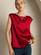 19Momme Silk Cap Sleeve Round Neck Women's Top