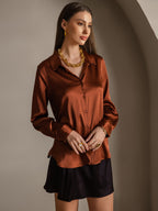 Women's 19 Momme Silk Long Sleeves Button-Up Shirt