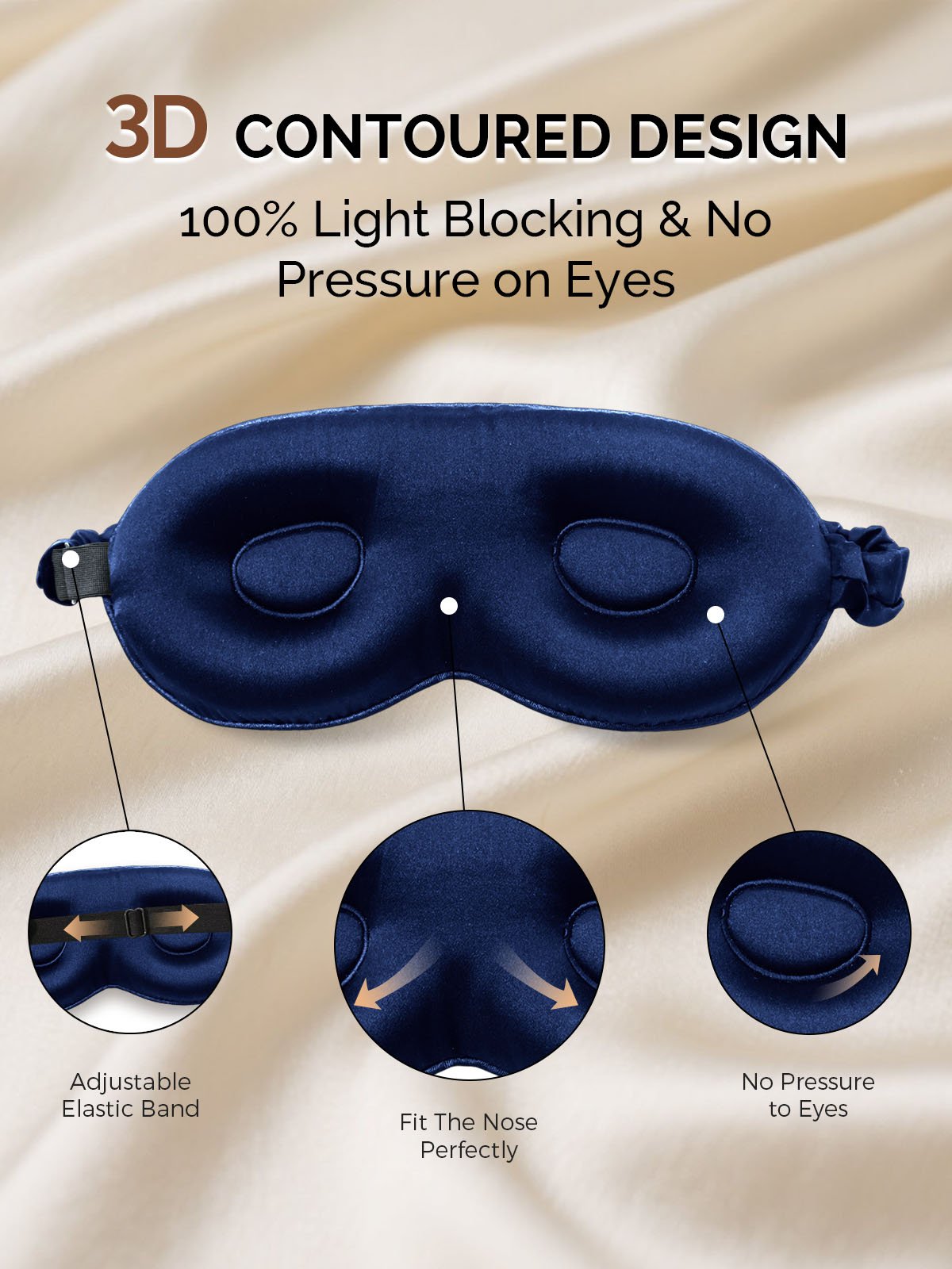 22Momme Pure Silk 3D Contoured Adjustable Eye Mask