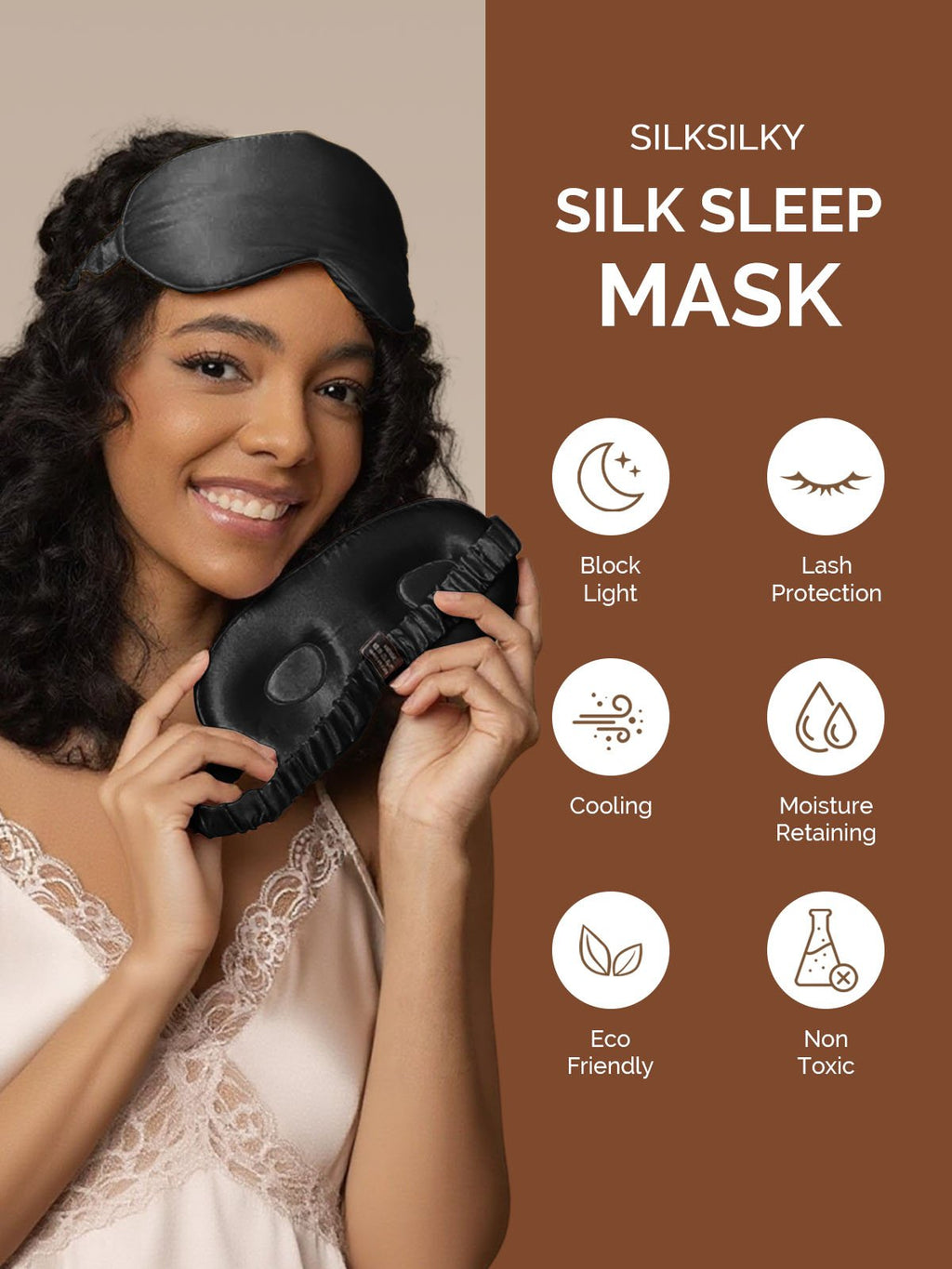 22Momme Pure Silk 3D Contoured Adjustable Eye Mask