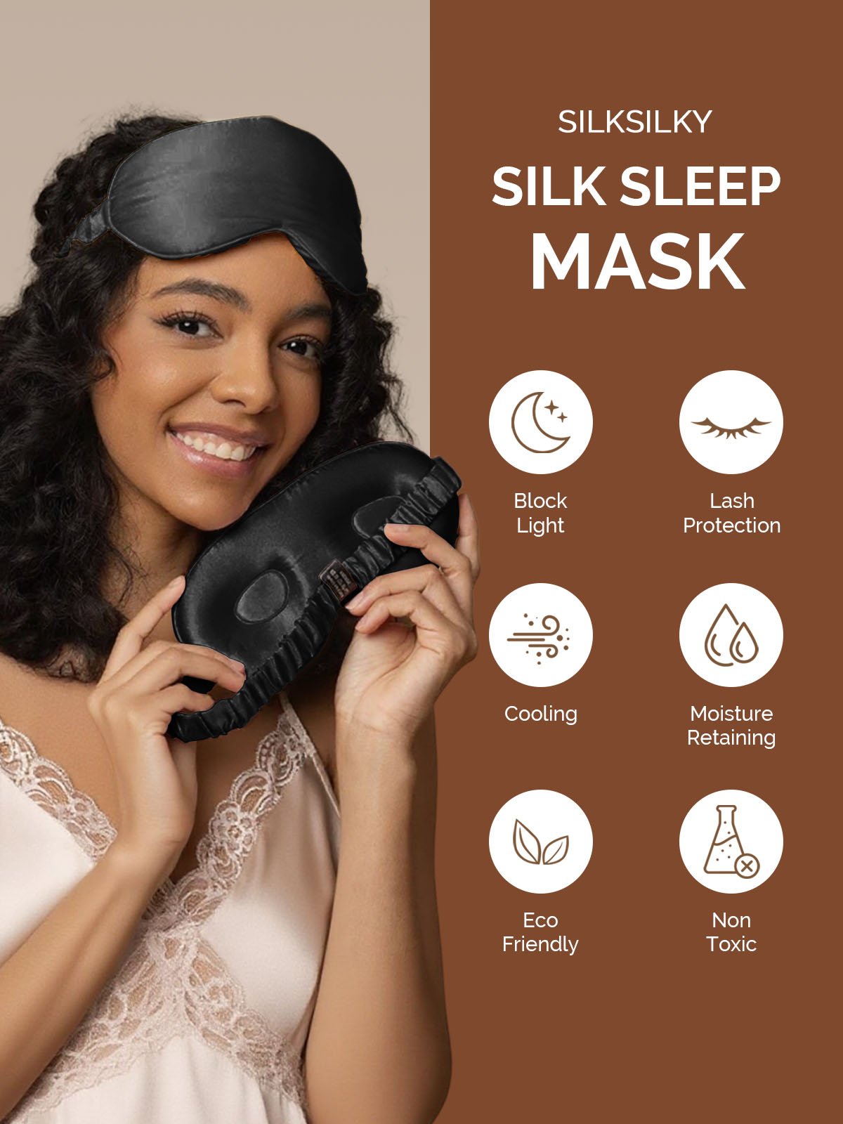 22Momme Pure Silk 3D Contoured Adjustable Eye Mask